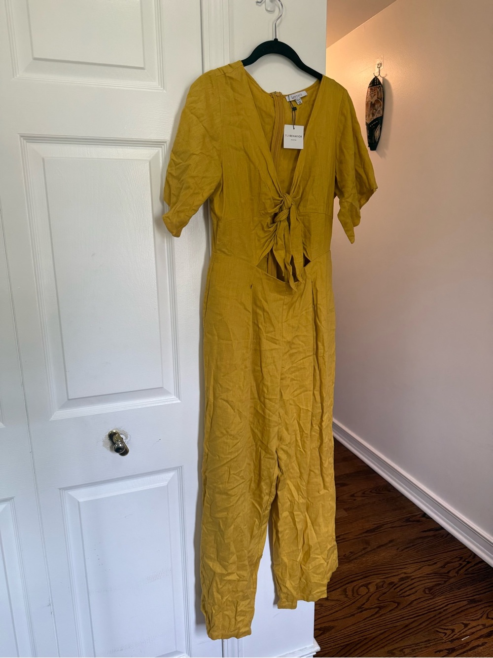 Lucy Paris Mustard Yellow Tie-Front Jumpsuit